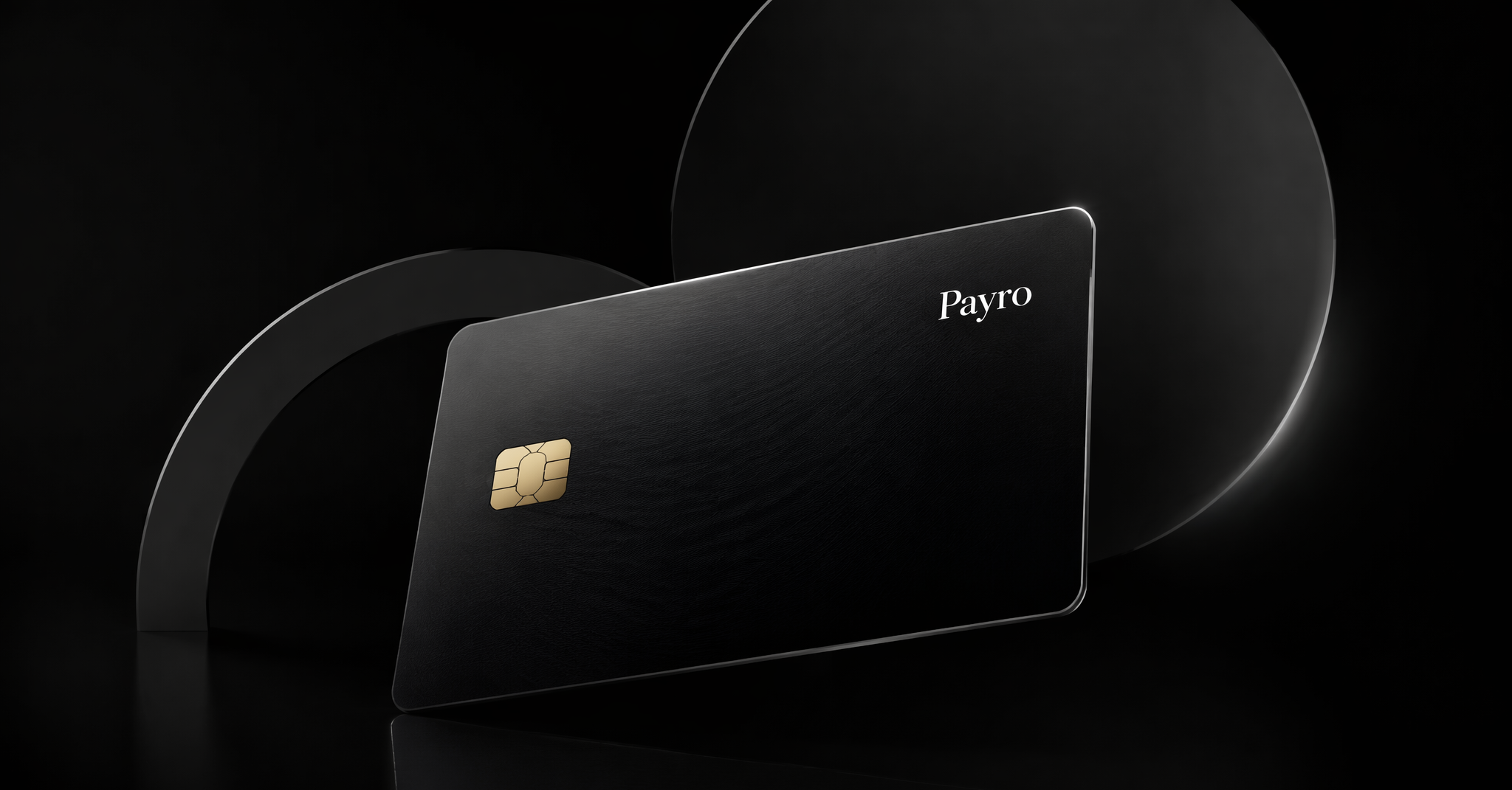 Payro matte black virtual card with gold chip